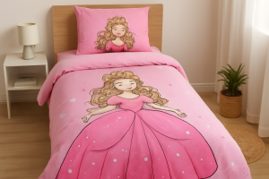 روتختی یک نفره دخترانه پرنسسی با طراحی تاج و قلعه