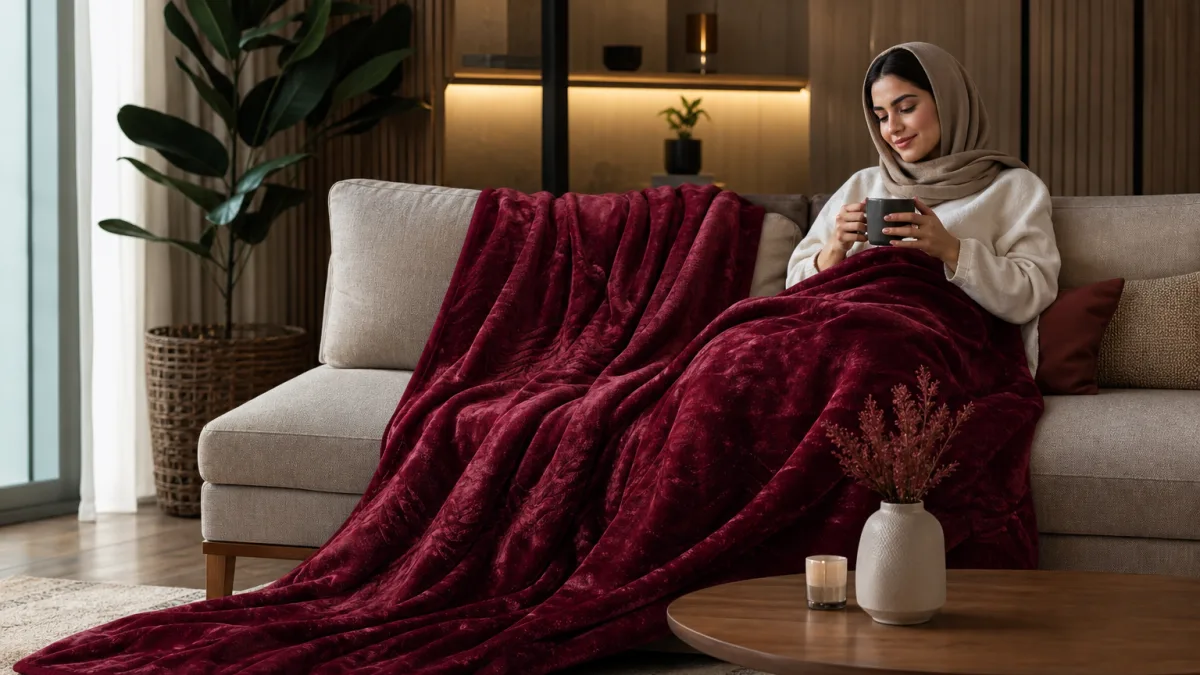 پتو زرشکی بافت نرم و گرم