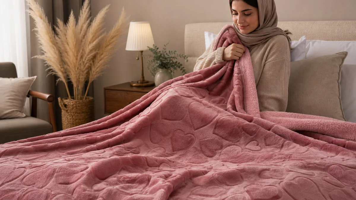 پتو طرح قلب با ساخت چاپی نرم