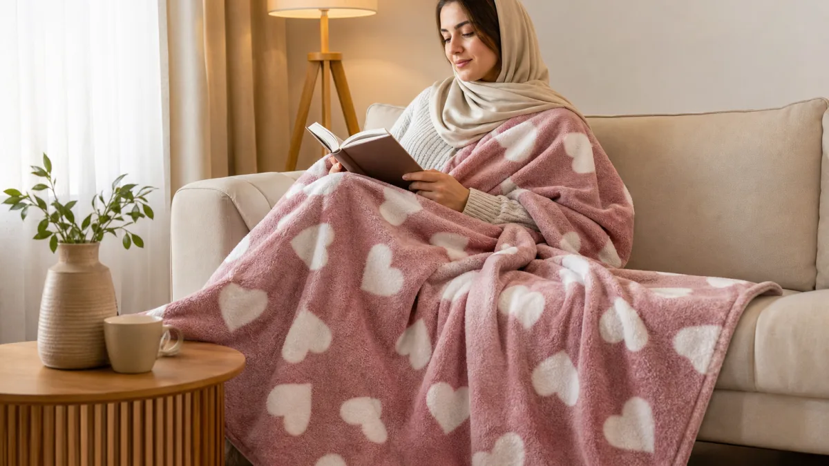 پتو طرح قلب با ساخت چاپی نرم